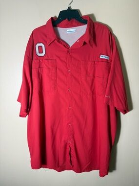 Columbia PFG Ohio State Buckeyes Shirt 3XT Red Omni Shade Fishing